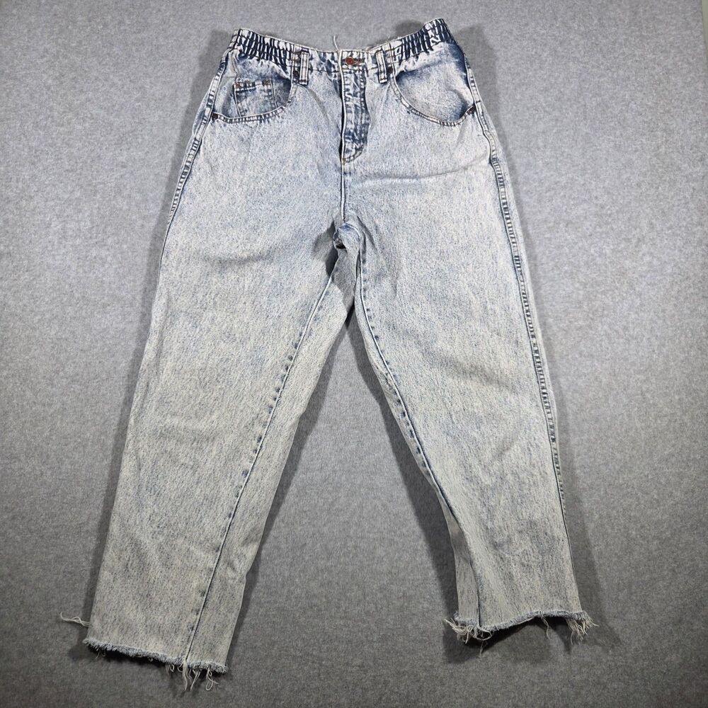 Vintage 80s Britannia Acid Wash Mom Jeans High Waisted Tapered Hem Stonewash S/M